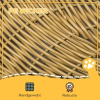 PawHut Rattan Kattenhuis met Wasbaar Kussen - Lichtbruin(m-5)