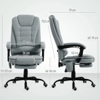 Vinsetto Fauteuil de bureau massant, chaise de bureau avec hauteur réglable, dossier inclinable et télécommande filaire, gris(m-3)