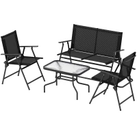 Outsunny Four-Piece Metal Garden Sofa Set - Black(m-11)