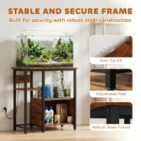 PawHut Fish Tank Stand with Power Outlets Aquarium Stand with Cabinet 20-29 Gallon Tanks Tiger Wood Grain(m-7)