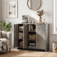 HOMCOM Sideboard Cabinet, Modern Storage Cabinet with 3 Doors and Adjustable Shelves for Living Room, Dining Room, Grey(m-14)