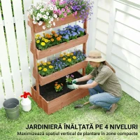 Outsunny Jardinieră Verticală din Lemn cu 4 Niveluri, 85x45x140 cm, Naturală(m-4)