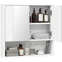 HOMCOM Dulap de Baie Suspendat, Uși Soft-close, Raft Reglabil, 60 x 16 x 60 cm, Alb(m-11)