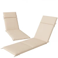 Outsunny Lot de 2 Coussins de Chaise Longue Bain de Soleil avec 6 Attaches, Résistance UV, 183x53,5x6,5cm, Crème(m-12)