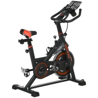 HOMCOM Bicicleta Estática com Resistência Ajustável Volante de Inércia de 8 kg Ecrã LCD Guiador e Assento Ajustável 103x53x100-114 cm Preto e Vermelho(m-11)