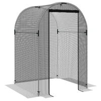Outsunny Galvanised Steel Fruit Cage, Plant Protection Tent with Zipped Door, 1.2 x 1.2 x 1.9m, Black(m-1)