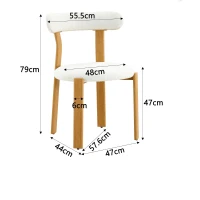 Lot de 2 chaises rembourrées, revêtement bouclé sherpa respirant, design moderne, 55,5x44x79 cm, Blanc(m-3)