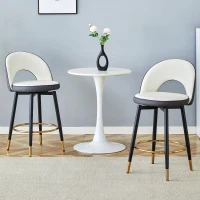 Tabouret de bar pivotant 360°, dossier ajouré design, lot de 2, 44x44x91.5 cm, Gris foncé+Blanc(m-5)