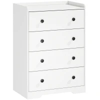 HOMCOM 4 Drawer Chest of Drawers, Modern Dresser for Bedroom, Storage Cabinet for Living Room Entryway, White Wood Effect(m-1)
