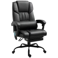 Vinsetto Silla de Oficina con Masaje de 6 Puntos Respaldo Alto Reclinable Altura Ajustable Reposapiés y Mando a Distancia Negro(m-1)