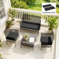 Outsunny Outdoor Seat Cushion Pads for Rattan Furniture, 3 PCs Garden Furniture Cushions, Black(m-9)