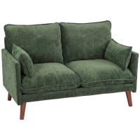 HOMCOM 2 Seater Sofa, Loveseat Sofa with Spring Cushions, Wide and Deep Seat, Wood Legs, Green