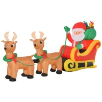 HOMCOM Opblaasbare Kerstman met Slee, 6 LED-Lichten, Waterdicht, 240 x 57 x 112 cm(m-10)
