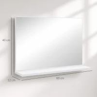 kleankin Oglindă de baie de perete cu raft, design modern și multifuncțional, 60x12x40 cm, alb(m-3)