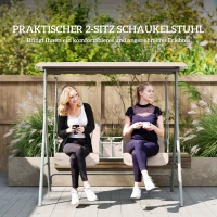 Outsunny Hollywoodschommel, tuinschommel, tweezits schommel met zonnedak, 175 x 112 x 165 cm, Beige(m-7)