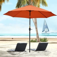 Outsunny 2.6M Patio Parasol Sun Umbrella, Tilt Shade Shelter Canopy with Crank 8 Ribs Aluminium Frame, Orange(m-3)