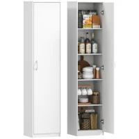 HOMCOM Keukenkast, 5-niveaus opbergkast, verstelbare planken, voor woonkamer, keuken, voorraadkast, hout, wit(m-11)
