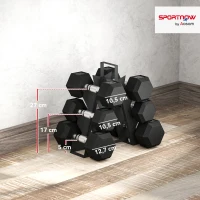 SPORTNOW Set di Manubri Palestra con Supporto in Metallo con Impugnatura Antiscivolo, 2x4kg, 2x6kg, 2x8kg, Nero(m-3)