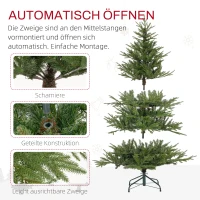 HOMCOM Kerstboom 150 cm, realistisch uiterlijk, snel op te zetten, inclusief standaard, brandveilig kunststof(m-6)