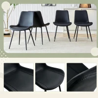 Lot de 4 chaises de salle à manger en similicuir, design moderne, embouts antidérapants, 50x47x83 cm, Noir(m-8)