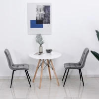 HOMCOM set van 2 eetkamerstoel keukenstoel eettafel schuimstof metaal grijs + zwart 45 x 63 x 90 cm(m-7)