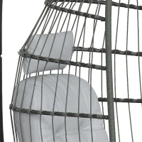 Outsunny Hanging Egg Chair, Indoor Outdoor Hammock Swing Chair with Stand, Safety Strap, Foldable Basket, Dark/Light Grey(m-13)