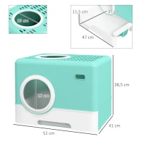 PawHut Lettiera per Gatti con Coperchio e Paletta, Doppio Ingresso e Vassoio Estraibile, 52x41x38.5 cm, Verde(m-3)