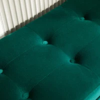 HOMCOM Poolsterbank met Opbergruimte, Armleuningen, Fluweelachtig Polyester, Rubberhout, 107 x 42 x 65 cm, Groen(m-9)
