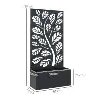 Outsunny Jardinière avec brise-vue paravent treillis pour Plante Grimpante, bac à Fleurs - dim. 61L x 23l x 113H cm(m-3)