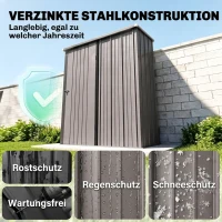 Outsunny Tuinschuur tuinschuurtje, afsluitbare deur, weervast, 161,5 cm x 94,5 cm x 196 cm, Zwart(m-4)