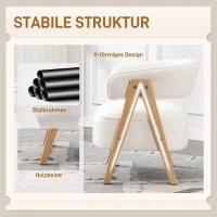 HOMCOM Moderne gestoffeerde fauteuil, fleece-bekleding, accentstoel, armstoel met houten poten, metalen frame, wit(m-5)