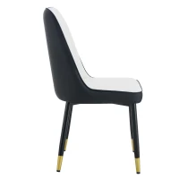 Lot de 2 chaises de salle à manger modernes, assise rembourrée, embouts antidérapants, 43x41.5x89 cm, Blanc+Noir(m-11)