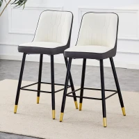 Lot de 2 tabourets de bar hauteur, design moderne et confortable, dossier incurvé et repose-pieds, 42x45x100 cm, Argenté(m-4)