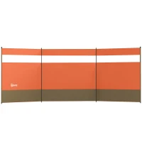 Outsunny Camping Windbreaker with Clear Windows, Carry Bag and Steel Poles, for Beach Caravan Campervan, 440 x 140cm, Orange(m-1)