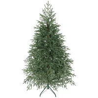 HOMCOM Albero di Natale Artificiale da 150 cm e Ignifugo con 1375 Rami Realistici, Base in Metallo Pieghevole(m-10)