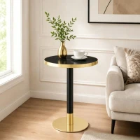 Table d'appoint ronde, plateau anti-rayures facile à nettoyer, 60x60x74 cm, Noir(m-1)