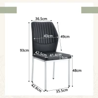 Lot de 4 chaises de salle à manger, style léger-luxe, patins antidérapants, 43x42.6x93 cm, Noir+Argenté(m-3)