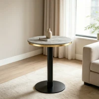 Table d'appoint ronde, plateau anti-rayures facile à nettoyer, 60x60x74 cm, Gris(m-4)