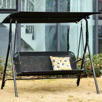 Outsunny Balancelle de jardin 2 places balancelle d'extérieur toit inclinaison réglable structure acier 172 x 110 x 155 cm noir(m-2)