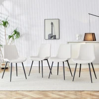 Lot de 4 chaises de salle à manger en similicuir, design moderne, embouts antidérapants, 50x47x83 cm, Blanc+Noir(m-4)