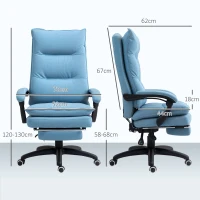 Vinsetto Massage Bureaustoel, Ergonomische Bureaustoel met Massagefunctie, Hoogteverstelbaar, Draaibaar, Nylon, Blauw(m-3)