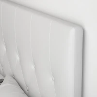 HOMCOM Tăblie de pat dublu tapițată cu design cu nasturi, din piele PU și MDF, 160x7x120 cm, alb(m-9)