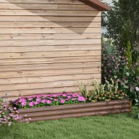 Outsunny Fioriera Rialzata in Metallo da 405L con Fondo Aperto, 240x60x30 cm, color Legno Scuro(m-2)