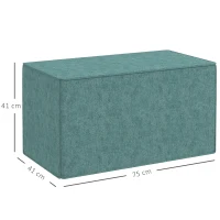 HOMCOM Poggiapiedi 2 in 1 con Rivestimento Rimovibile in Tessuto Effetto Lino, 75x41x41 cm, Verde(m-3)