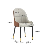 Lot de 2 chaises de salle à manger, dossier motif éclair stylé, déperlante et facile d'entretien, 47.3x44x91 cm, Gris chaud(m-3)