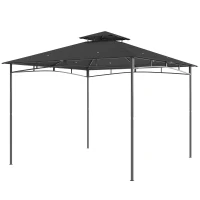 Outsunny Gazebo da Giardino 3x3 m con Doppio Tetto, in Metallo e Poliestere Grigio Scuro(m-11)