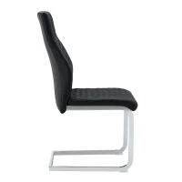 Chaise de salle à manger matelassée motif losange, dossier haut ergonomique, lot de 2, 43x63x100 cm, Noir+Argenté(m-11)