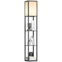 HOMCOM vloerlamp verlichting E27 tot 40 W met 3 planken voor woon-/slaapkamer hout(m-11)