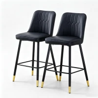 Lot de 2 tabourets de bar hauteur, design moderne et confortable, dossier incurvé et repose-pieds, 42x45x100 cm, Noir(m-2)