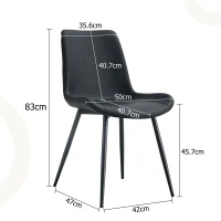 Lot de 4 chaises de salle à manger en similicuir, design moderne, embouts antidérapants, 50x47x83 cm, Noir(m-3)